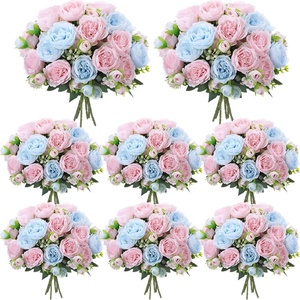 image:imageGeosar 16 Bundles Artificial Peonies Flowers Fake Silk Peony Bouquet Faux Peonies Flowers Bulk for Decoration Vase Floral Arrangements Wedding Party Table Royal BlueWhiteLight Pink  Light Blue