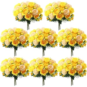 image:imageGeosar 16 Bundles Artificial Peonies Flowers Fake Silk Peony Bouquet Faux Peonies Flowers Bulk for Decoration Vase Floral Arrangements Wedding Party Table Royal BlueWhiteYellow  Champagne