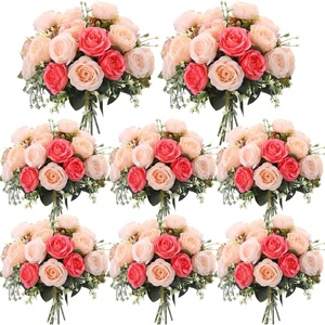 image:imageGeosar 16 Bundles Artificial Peonies Flowers Fake Silk Peony Bouquet Faux Peonies Flowers Bulk for Decoration Vase Floral Arrangements Wedding Party Table Royal BlueWhiteMixed Pink