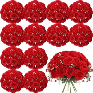image:imageGeosar 16 Bundles Artificial Peonies Flowers Fake Silk Peony Bouquet Faux Peonies Flowers Bulk for Decoration Vase Floral Arrangements Wedding Party Table Royal BlueWhiteBright Red