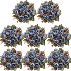 image:imageGeosar 16 Bundles Artificial Peonies Flowers Fake Silk Peony Bouquet Faux Peonies Flowers Bulk for Decoration Vase Floral Arrangements Wedding Party Table Royal BlueWhiteBlue