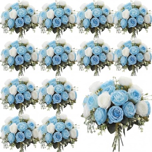 image:imageGeosar 16 Bundles Artificial Peonies Flowers Fake Silk Peony Bouquet Faux Peonies Flowers Bulk for Decoration Vase Floral Arrangements Wedding Party Table Royal BlueWhiteBlue white