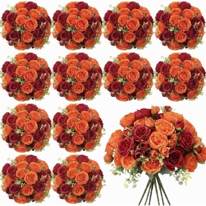 image:imageGeosar 16 Bundles Artificial Peonies Flowers Fake Silk Peony Bouquet Faux Peonies Flowers Bulk for Decoration Vase Floral Arrangements Wedding Party Table Royal BlueWhiteOrange  Dark Red