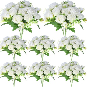 image:imageGeosar 16 Bundles Artificial Peonies Flowers Fake Silk Peony Bouquet Faux Peonies Flowers Bulk for Decoration Vase Floral Arrangements Wedding Party Table Royal BlueWhiteGreen  White