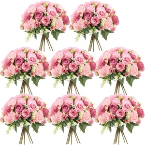 image:imageGeosar 16 Bundles Artificial Peonies Flowers Fake Silk Peony Bouquet Faux Peonies Flowers Bulk for Decoration Vase Floral Arrangements Wedding Party Table Royal BlueWhiteRusset Red  Light Pink