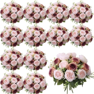 image:imageGeosar 16 Bundles Artificial Peonies Flowers Fake Silk Peony Bouquet Faux Peonies Flowers Bulk for Decoration Vase Floral Arrangements Wedding Party Table Royal BlueWhiteDusty Rose