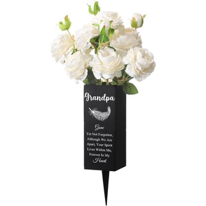 image:imageGeosar Fathers Day Dad Memorial Stakes Grave Cemetery Decorations Metal Feather Father Cemetery Markers Plaque with Spike Flower Holder for Loss Loved Ones Burial Ground Lawn Yard Funeral DecorGrandpa