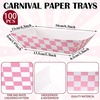 image:imageGeosar 100 Pcs Gingham Party Supply Disposable Paper Food Tray Bulk Disposable Food Boat with Checkered Wax Paper Sheet Checkered Wrapping Supply for Carnival Picnic Birthday Party Pink GreenPink White