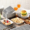 image:imageGeosar 100 Pcs Gingham Party Supply Disposable Paper Food Tray Bulk Disposable Food Boat with Checkered Wax Paper Sheet Checkered Wrapping Supply for Carnival Picnic Birthday Party Purple WhiteBlack White
