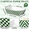 image:imageGeosar 100 Pcs Gingham Party Supply Disposable Paper Food Tray Bulk Disposable Food Boat with Checkered Wax Paper Sheet Checkered Wrapping Supply for Carnival Picnic Birthday Party Purple WhiteDark Green White
