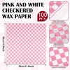 image:imageGeosar 100 Pcs Gingham Party Supply Disposable Paper Food Tray Bulk Disposable Food Boat with Checkered Wax Paper Sheet Checkered Wrapping Supply for Carnival Picnic Birthday Party Purple WhitePink White