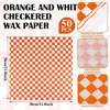 image:imageGeosar 100 Pcs Gingham Party Supply Disposable Paper Food Tray Bulk Disposable Food Boat with Checkered Wax Paper Sheet Checkered Wrapping Supply for Carnival Picnic Birthday Party Purple WhiteOrange