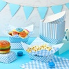 image:imageGeosar 100 Pcs Gingham Party Supply Disposable Paper Food Tray Bulk Disposable Food Boat with Checkered Wax Paper Sheet Checkered Wrapping Supply for Carnival Picnic Birthday Party Pink GreenLight Blue