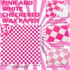 image:imageGeosar 100 Pcs Gingham Party Supply Disposable Paper Food Tray Bulk Disposable Food Boat with Checkered Wax Paper Sheet Checkered Wrapping Supply for Carnival Picnic Birthday Party Pink GreenFuchsia White