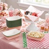 image:imageGeosar 100 Pcs Gingham Party Supply Disposable Paper Food Tray Bulk Disposable Food Boat with Checkered Wax Paper Sheet Checkered Wrapping Supply for Carnival Picnic Birthday Party Pink GreenPink Green