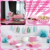 image:imageGeosar 100 Pcs Gingham Party Supply Disposable Paper Food Tray Bulk Disposable Food Boat with Checkered Wax Paper Sheet Checkered Wrapping Supply for Carnival Picnic Birthday Party Pink GreenFuchsia White
