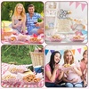 image:imageGeosar 100 Pcs Gingham Party Supply Disposable Paper Food Tray Bulk Disposable Food Boat with Checkered Wax Paper Sheet Checkered Wrapping Supply for Carnival Picnic Birthday Party Pink GreenPink White