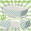 image:imageGeosar 100 Pcs Gingham Party Supply Disposable Paper Food Tray Bulk Disposable Food Boat with Checkered Wax Paper Sheet Checkered Wrapping Supply for Carnival Picnic Birthday Party Pink GreenSage Green