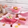 image:imageGeosar 100 Pcs Gingham Party Supply Disposable Paper Food Tray Bulk Disposable Food Boat with Checkered Wax Paper Sheet Checkered Wrapping Supply for Carnival Picnic Birthday Party Purple WhitePink