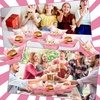 image:imageGeosar 100 Pcs Gingham Party Supply Disposable Paper Food Tray Bulk Disposable Food Boat with Checkered Wax Paper Sheet Checkered Wrapping Supply for Carnival Picnic Birthday Party Pink GreenPink