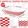 image:imageGeosar 100 Pcs Gingham Party Supply Disposable Paper Food Tray Bulk Disposable Food Boat with Checkered Wax Paper Sheet Checkered Wrapping Supply for Carnival Picnic Birthday Party Purple WhiteRed White