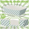 image:imageGeosar 100 Pcs Gingham Party Supply Disposable Paper Food Tray Bulk Disposable Food Boat with Checkered Wax Paper Sheet Checkered Wrapping Supply for Carnival Picnic Birthday Party Purple WhiteSage Green