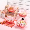 image:imageGeosar 100 Pcs Gingham Party Supply Disposable Paper Food Tray Bulk Disposable Food Boat with Checkered Wax Paper Sheet Checkered Wrapping Supply for Carnival Picnic Birthday Party Purple WhiteOrange Pink