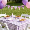 image:imageGeosar 100 Pcs Gingham Party Supply Disposable Paper Food Tray Bulk Disposable Food Boat with Checkered Wax Paper Sheet Checkered Wrapping Supply for Carnival Picnic Birthday Party Purple WhitePurple White