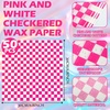 image:imageGeosar 100 Pcs Gingham Party Supply Disposable Paper Food Tray Bulk Disposable Food Boat with Checkered Wax Paper Sheet Checkered Wrapping Supply for Carnival Picnic Birthday Party Pink GreenLaser Fuchsia