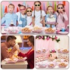 image:imageGeosar 100 Pcs Gingham Party Supply Disposable Paper Food Tray Bulk Disposable Food Boat with Checkered Wax Paper Sheet Checkered Wrapping Supply for Carnival Picnic Birthday Party Pink GreenPink White