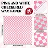 image:imageGeosar 100 Pcs Gingham Party Supply Disposable Paper Food Tray Bulk Disposable Food Boat with Checkered Wax Paper Sheet Checkered Wrapping Supply for Carnival Picnic Birthday Party Purple WhitePink White