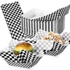 image:imageGeosar 100 Pcs Gingham Party Supply Disposable Paper Food Tray Bulk Disposable Food Boat with Checkered Wax Paper Sheet Checkered Wrapping Supply for Carnival Picnic Birthday Party Pink GreenBlack White
