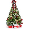 image:imageBuffalo Plaid Christmas Tree Topper Decor Wreath Bow Hanging Christmas Bow and 16 Pieces Buffalo Plaid Ball Ornament Hanging Fabric Ball13 x 299 InchWhite Black and RedWhite  Black and Red