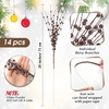 image:imageGeosar 14 Pcs Long Artificial Glitter Berry Stem Ornaments 28 Inch Fake Christmas Picks Christmas Tree Decoration Stems Xmas Decorative Bead Sticks Glittery Twig Branches for DIY Wreath Decor GoldBrown