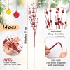image:imageGeosar 14 Pcs Long Artificial Glitter Berry Stem Ornaments 28 Inch Fake Christmas Picks Christmas Tree Decoration Stems Xmas Decorative Bead Sticks Glittery Twig Branches for DIY Wreath Decor GoldRed