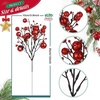 image:imageGeosar 24 Pieces Christmas Glitter Berries Stems 10 Inch Christmas Berry Picks Artificial Glittered Berries Ornaments Floral Stems for Xmas TreeHome WreathParty DecorationPurpleRed