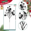 image:imageGeosar 24 Pieces Christmas Glitter Berries Stems 10 Inch Christmas Berry Picks Artificial Glittered Berries Ornaments Floral Stems for Xmas TreeHome WreathParty DecorationPurpleBlack