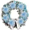image:imageGeosar 24 Pieces Happy New Year Glitter Poinsettia Flowers Layered Artificial Flowers Wedding New Year Tree Ornaments 346 InchRose GoldBlue