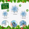 image:imageGeosar 24 Pieces Happy New Year Glitter Poinsettia Flowers Layered Artificial Flowers Wedding New Year Tree Ornaments 346 InchRose GoldBlue