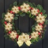 image:imageGeosar 24 Pieces Happy New Year Glitter Poinsettia Flowers Layered Artificial Flowers Wedding New Year Tree Ornaments 346 InchRose GoldGold