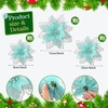 image:imageGeosar 24 Pieces Happy New Year Glitter Poinsettia Flowers Layered Artificial Flowers Wedding New Year Tree Ornaments 346 InchRose GoldLight Green