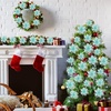 image:imageGeosar 24 Pieces Happy New Year Glitter Poinsettia Flowers Layered Artificial Flowers Wedding New Year Tree Ornaments 346 InchRose GoldLight Green
