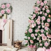 image:imageGeosar 24 Pieces Happy New Year Glitter Poinsettia Flowers Layered Artificial Flowers Wedding New Year Tree Ornaments 346 InchRose GoldPink