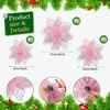 image:imageGeosar 24 Pieces Happy New Year Glitter Poinsettia Flowers Layered Artificial Flowers Wedding New Year Tree Ornaments 346 InchRose GoldPink