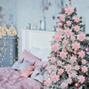 image:imageGeosar 24 Pieces Happy New Year Glitter Poinsettia Flowers Layered Artificial Flowers Wedding New Year Tree Ornaments 346 InchRose GoldPink