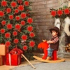 image:imageGeosar 24 Pieces Happy New Year Glitter Poinsettia Flowers Layered Artificial Flowers Wedding New Year Tree Ornaments 346 InchRose GoldRed