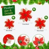 image:imageGeosar 24 Pieces Happy New Year Glitter Poinsettia Flowers Layered Artificial Flowers Wedding New Year Tree Ornaments 346 InchRose GoldRed