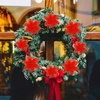 image:imageGeosar 24 Pieces Happy New Year Glitter Poinsettia Flowers Layered Artificial Flowers Wedding New Year Tree Ornaments 346 InchRose GoldRed