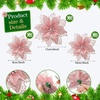 image:imageGeosar 24 Pieces Happy New Year Glitter Poinsettia Flowers Layered Artificial Flowers Wedding New Year Tree Ornaments 346 InchRose GoldRose Gold