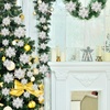 image:imageGeosar 24 Pieces Happy New Year Glitter Poinsettia Flowers Layered Artificial Flowers Wedding New Year Tree Ornaments 346 InchRose GoldSilver